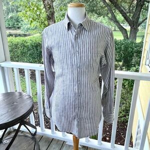 K. J. Beckett Striped Linen Shirt. Size large (Neck 16.5)